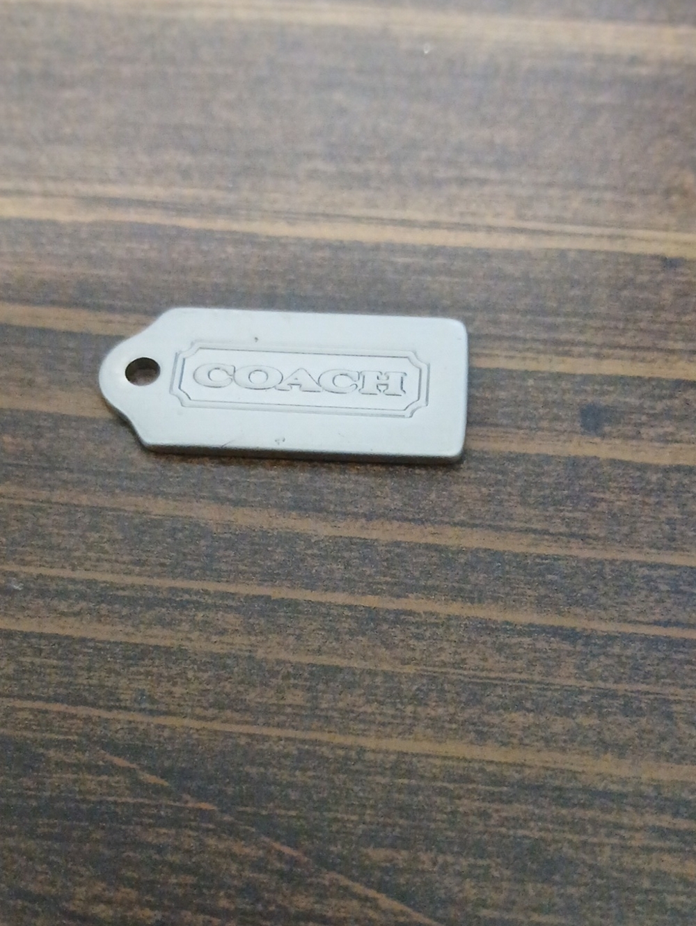 Coach Silver-Tone Rectangular Logo Tag